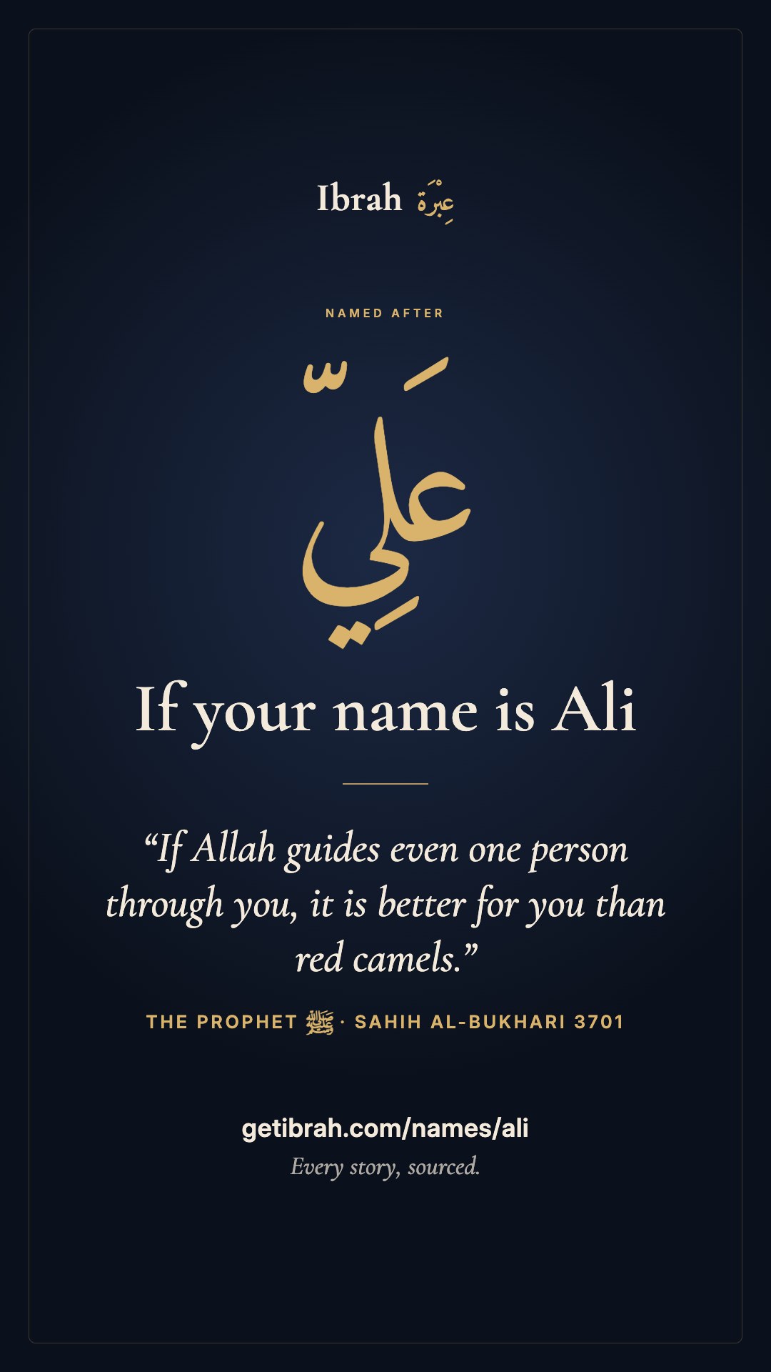 The Ali story card