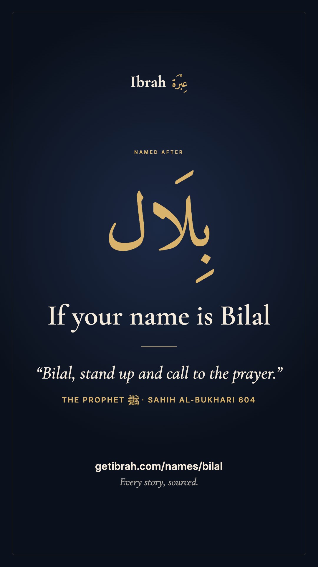 The Bilal story card
