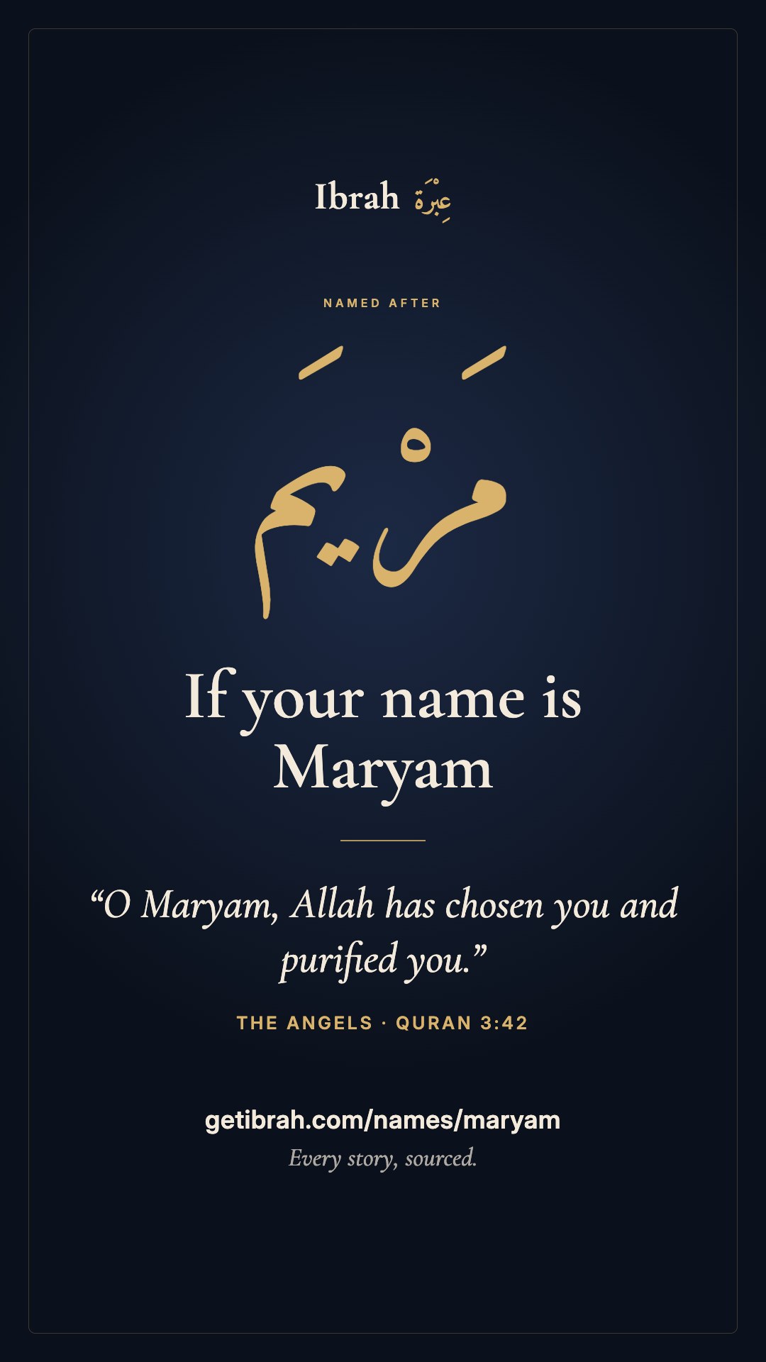 The Maryam story card