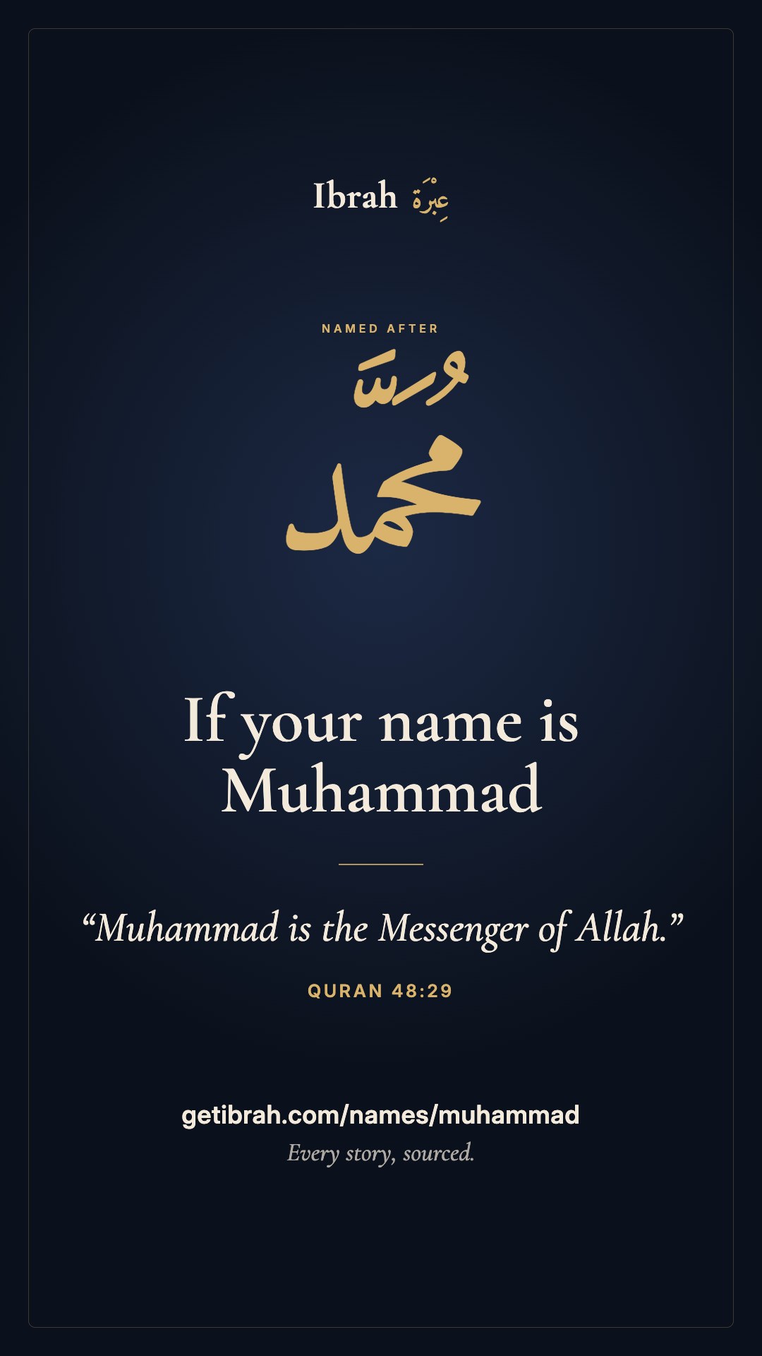 The Muhammad story card