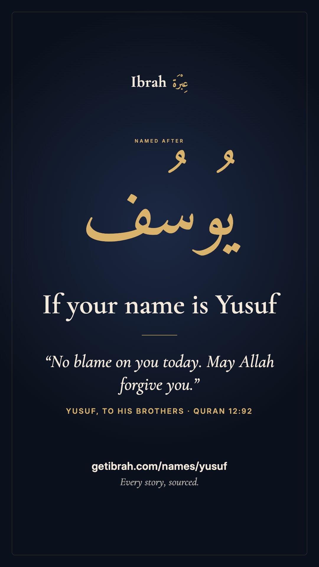 The Yusuf story card