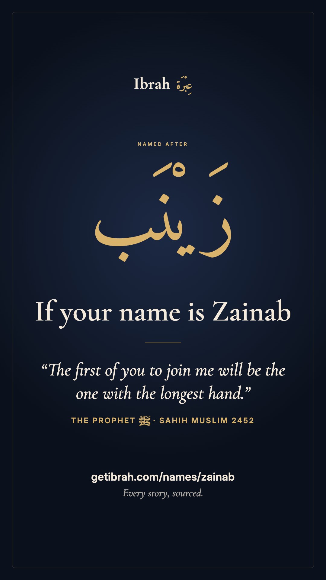 The Zainab story card